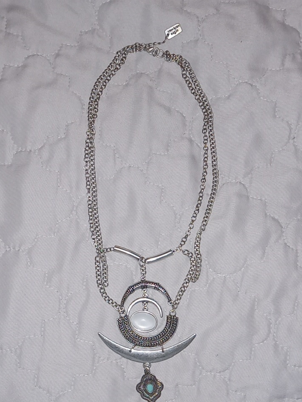 American Eagle Silver-Tone Crescent Pendant Necklace
